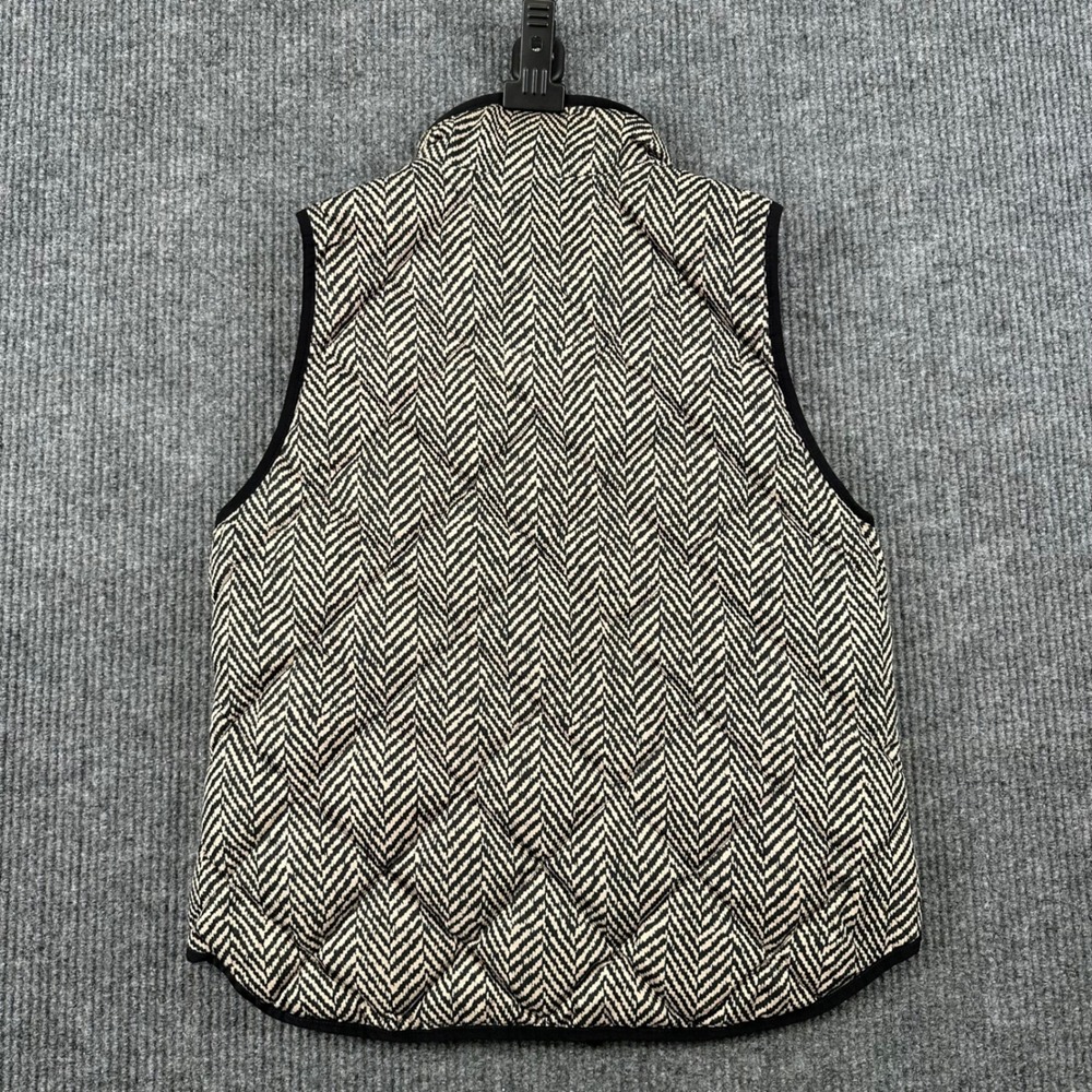 J. Crew Excursion Vest Womens L Gray Quilted Herringbone Down Filled Black Cream - Picture 3 of 10